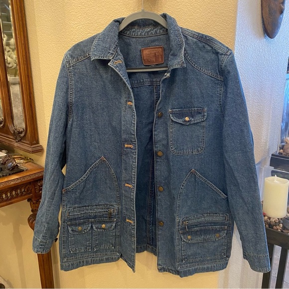 Vintage RALPH LAUREN Jeans Company Blue Denim Chore Barn Ranch Jacket Size Large - Picture 2 of 9